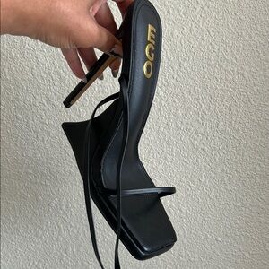 EGO Black Classic Heels with Gold Detailing